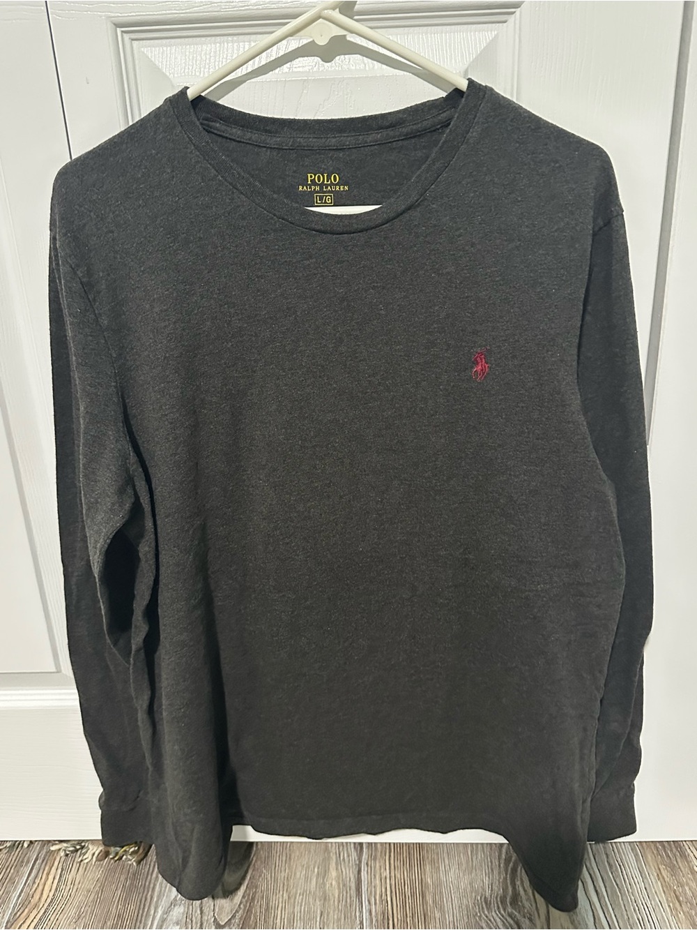 Polo by Ralph Lauren Dark Charcoal Long Sleeve Tee with Red Pony Logo